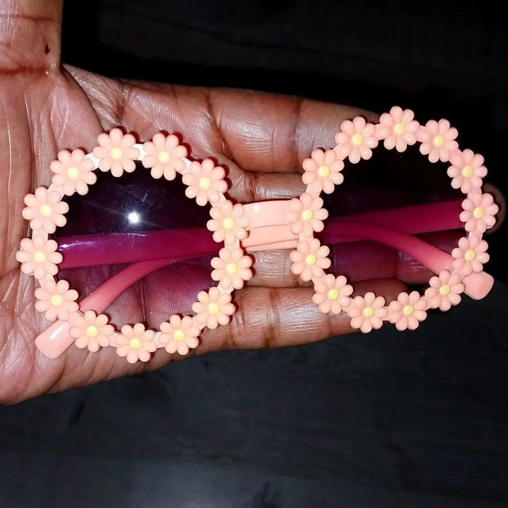 Orange Super cute floral rim kids sunglasses